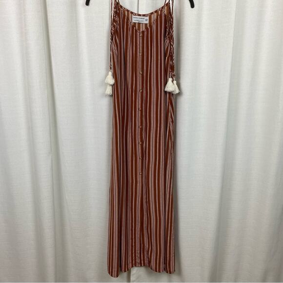 Anthropologie x Faithfull The Brand Brown Stripe Arietta Slip Maxi Dress Sz.L - Picture 7 of 16
